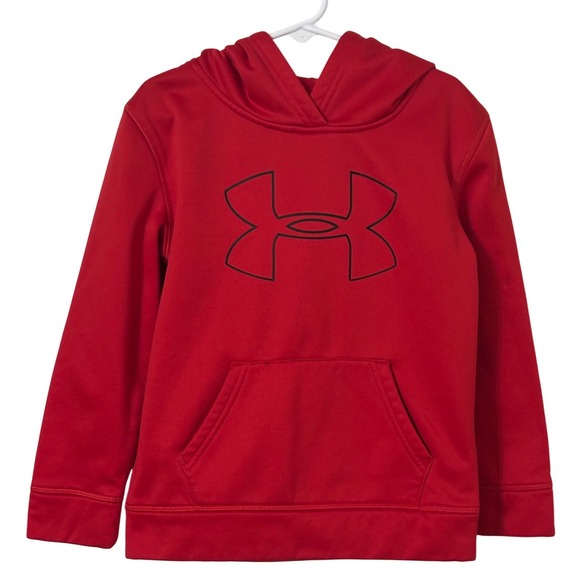Under Armour Kids Red Hoodie Pullover Sweatshirt Long Sleeve Activewear size 7 - Picture 1 of 10